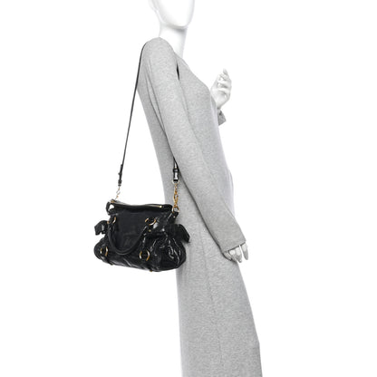 Miu Miu Vitello Lux Mini Bow Bag Black 2 of 10