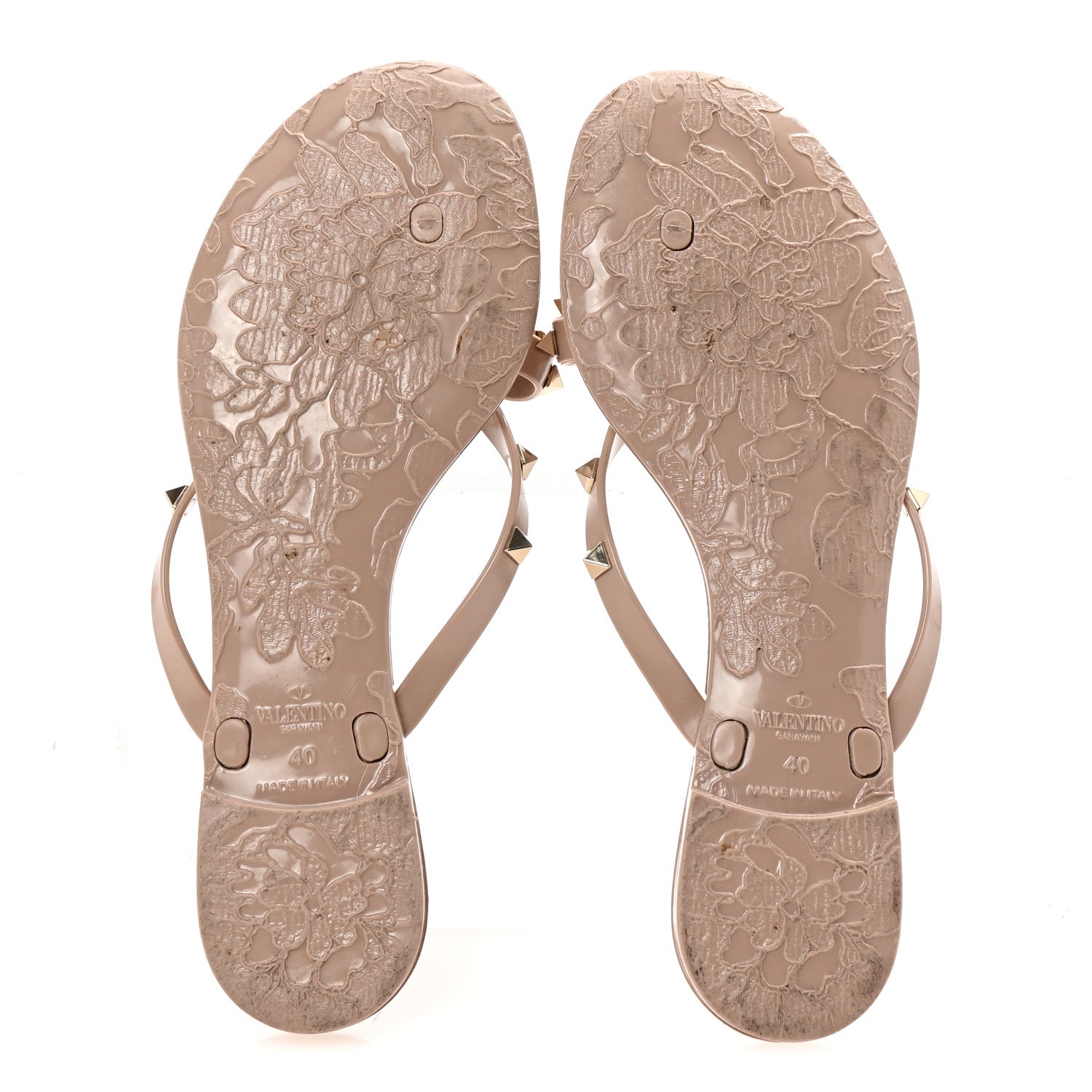 Valentino Garavani PVC Jelly Rockstud Bow Thong Sandals 40 Poudre 6 of 8