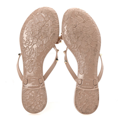 Valentino Garavani PVC Jelly Rockstud Bow Thong Sandals 40 Poudre 6 of 8