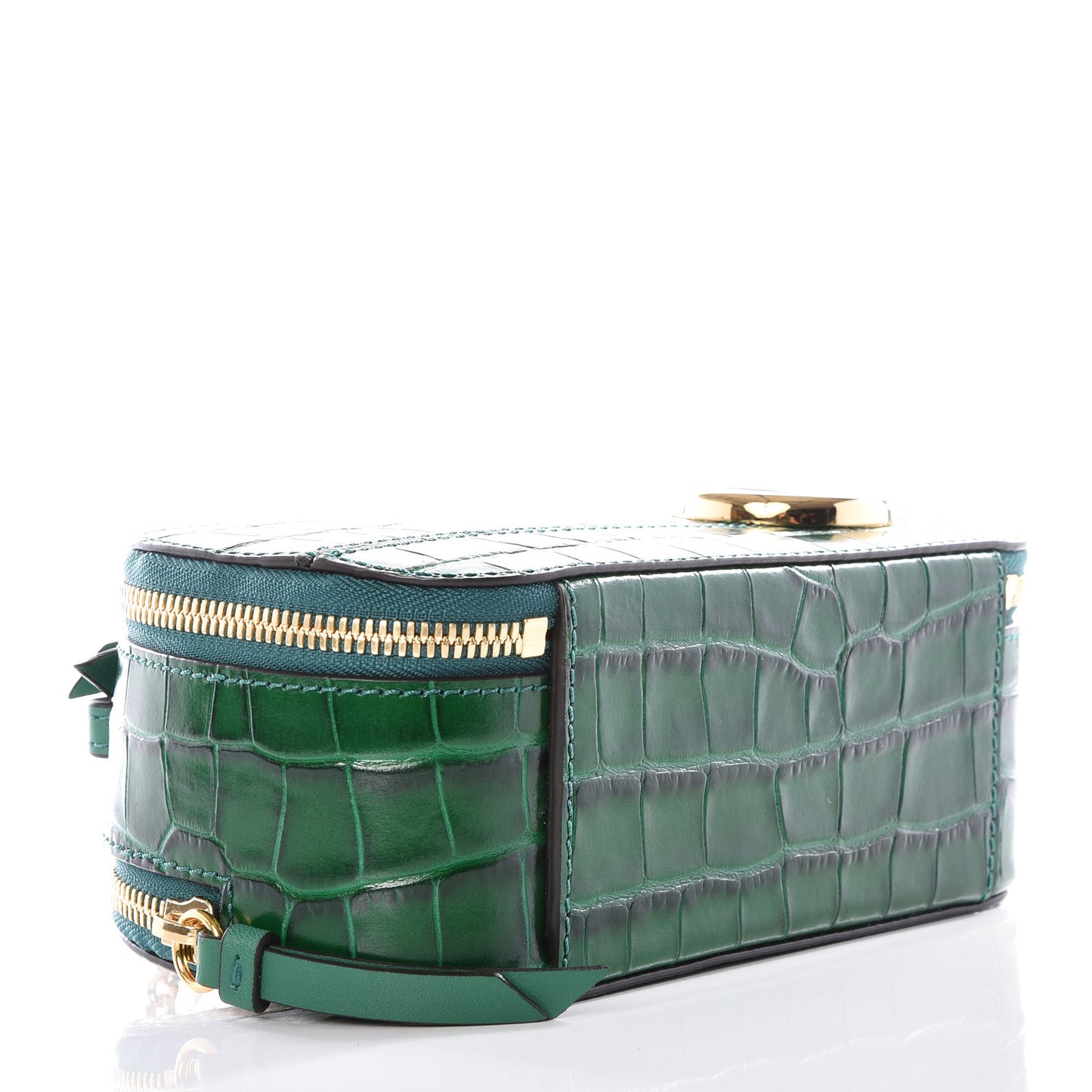 Calfskin Crocodile Embossed Mini C Vanity Bag Woodsy Green