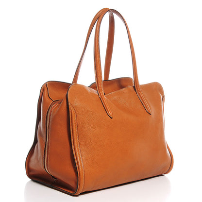 Alexander McQueen Pebbled Calfskin Large Skull Padlock Zip Around Tote Camel 3 of 7