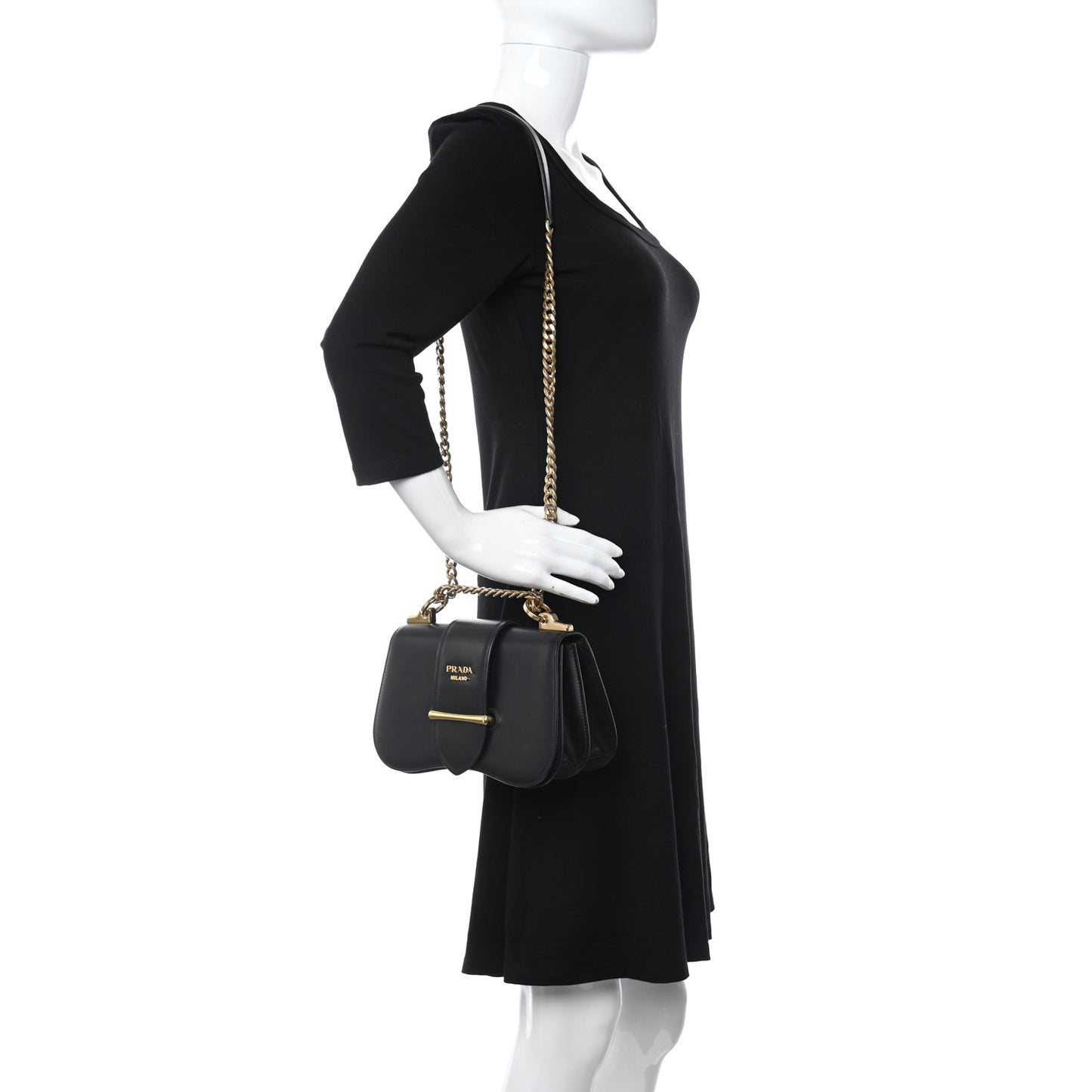 City Calfskin Sidonie Small Chain Crossbody Bag Black