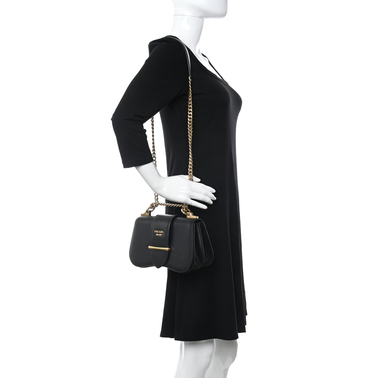 Prada City Calfskin Sidonie Small Chain Crossbody Bag Black 2 of 10