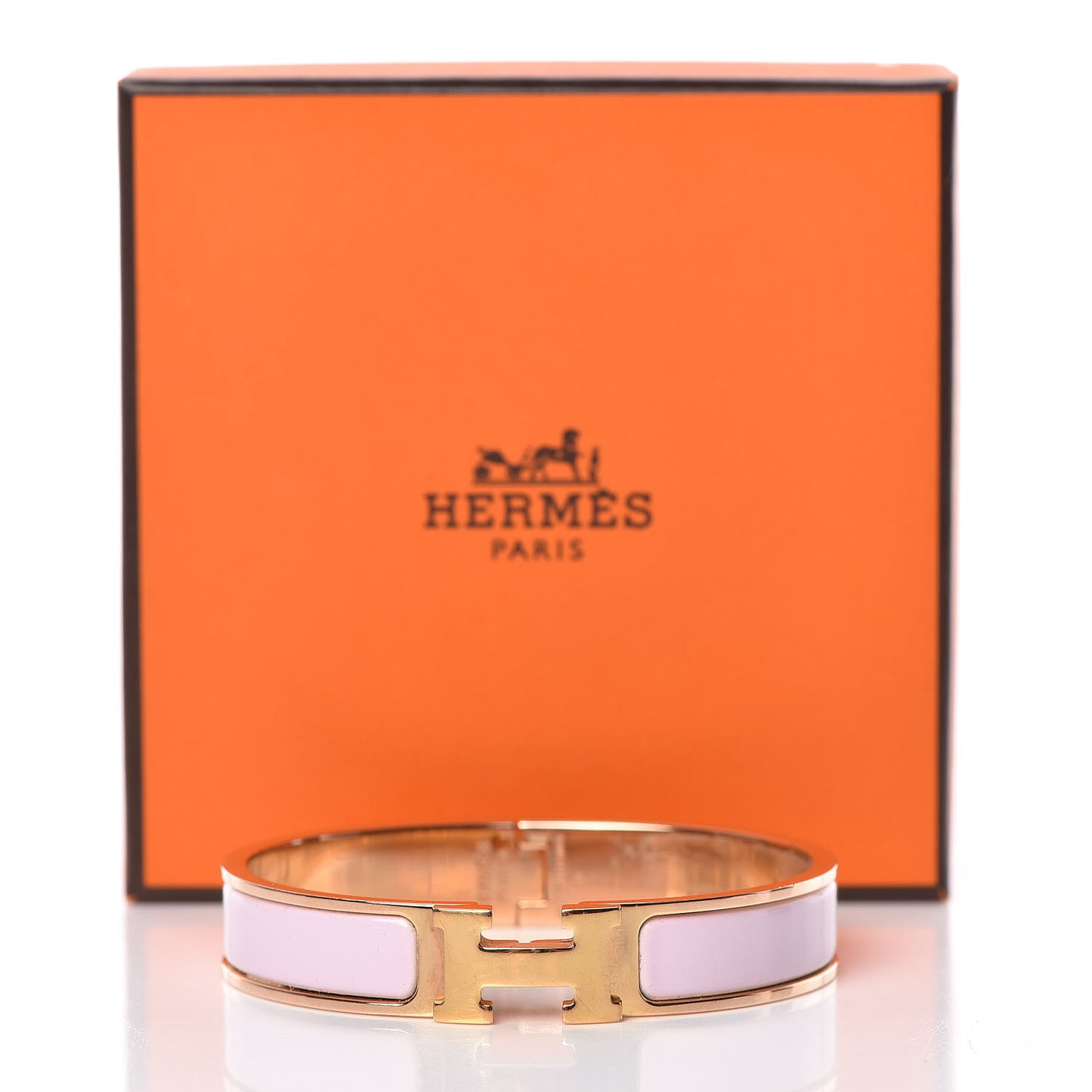 Enamel Narrow Clic Clac H Bracelet GM Rose Dragee