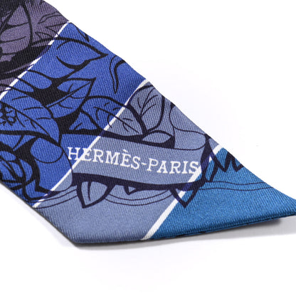 Hermes Silk Jungle Love Rainbow Twilly Bleu Vert Ocre 4 of 4