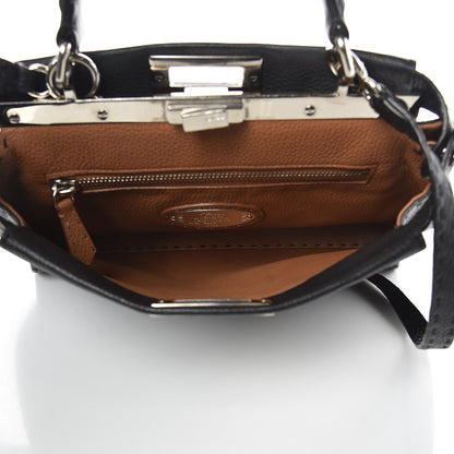 Fendi Cuoio Romano Selleria Bi-Color Medium Peekaboo Iconic Satchel Black Mou 6 of 13