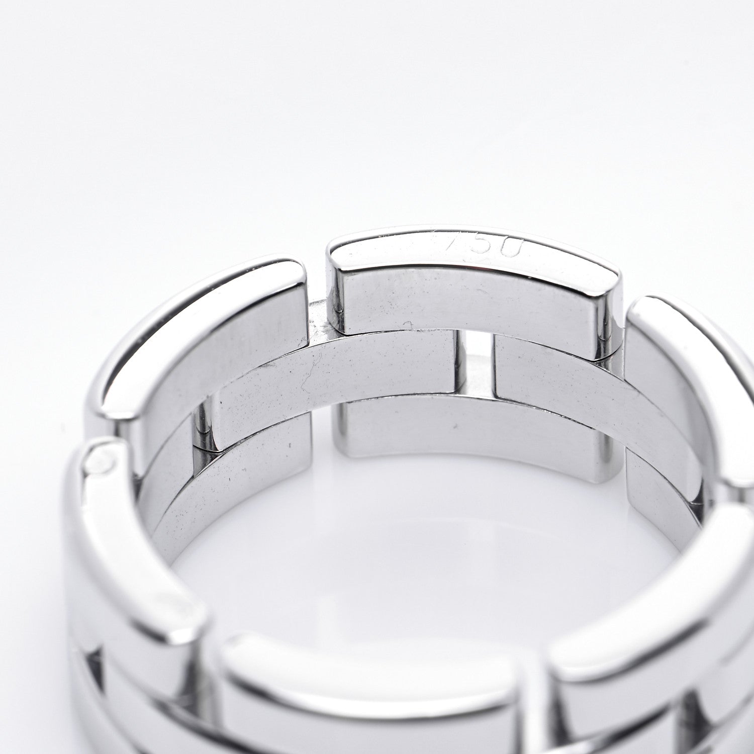 Cartier 18K White Gold Maillon Panthere 3 Row Ring 54 6.75 4 of 6