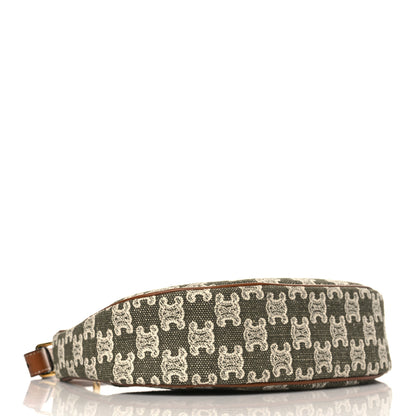 Celine Canvas Calfskin Ava Triomphe Shoulder Bag Green 4 of 10