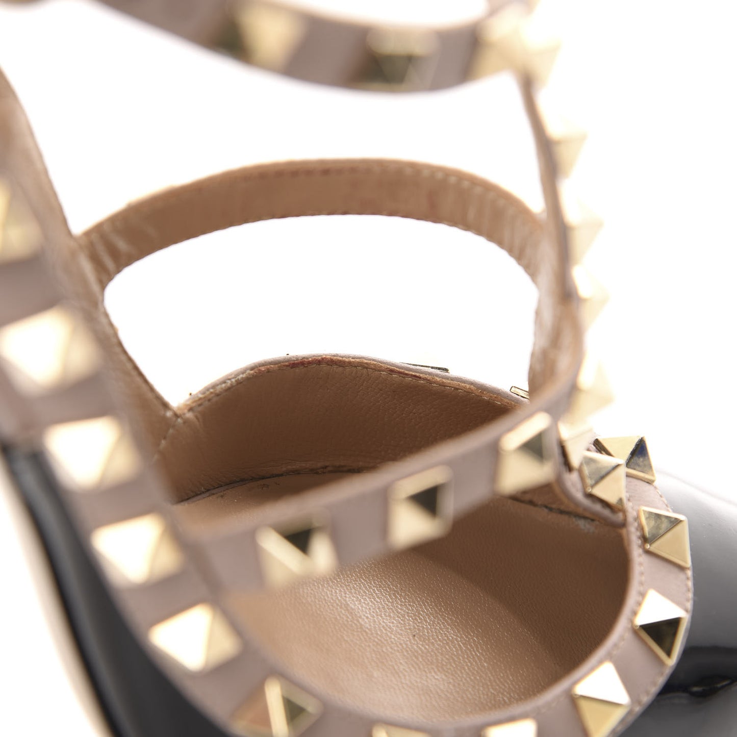 Patent Nappa Rockstud Ankle Strap 100mm Pumps 36 Black Poudre