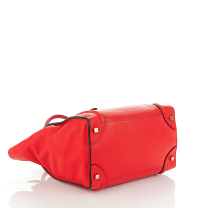 Celine Drummed Calfskin Mini Luggage Coquelicot 4 of 8