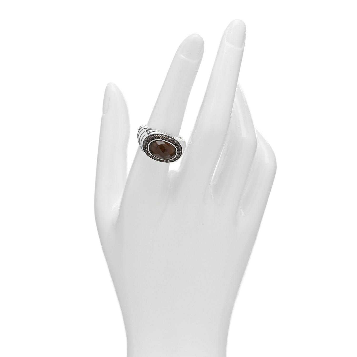 John Hardy Sterling Silver 14mm Smoky Quartz Batu Bedeg Ring 54 7 2 of 4