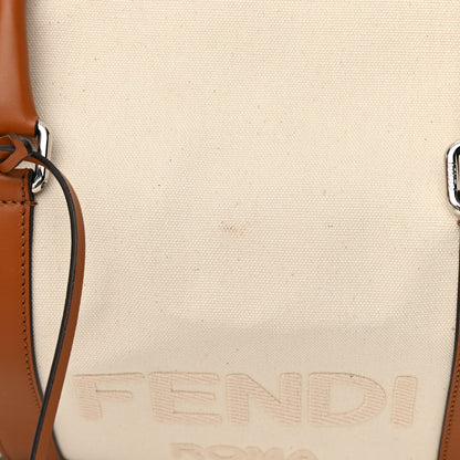 Fendi Canvas Logo Embroidered Duffle Bag Grezzo Cuoio 14 of 18
