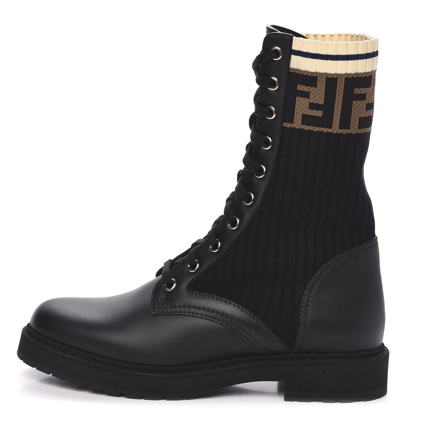 Calfskin Stretch Fabric Rockoko Biker Boots 37 Tobacco Black Marino