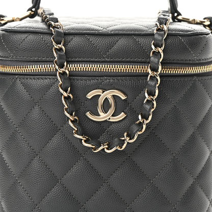 Chanel Caviar Quilted Small Top Handle Vanity Case With Chain Dark Grey 8 of 10
