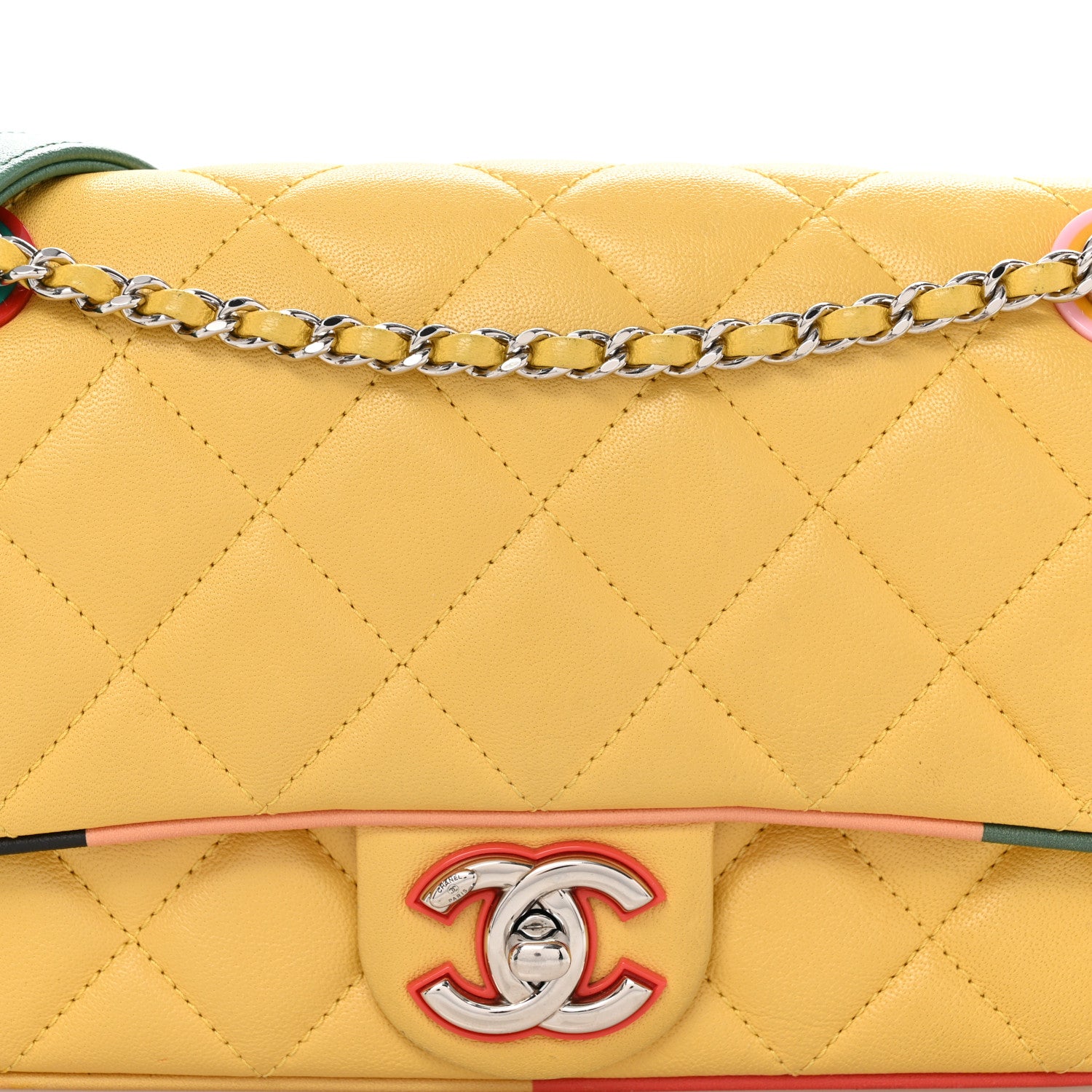 Chanel Lambskin Plexiglass Quilted Small Cuba Color Flap Yellow Multicolor 8 of 10