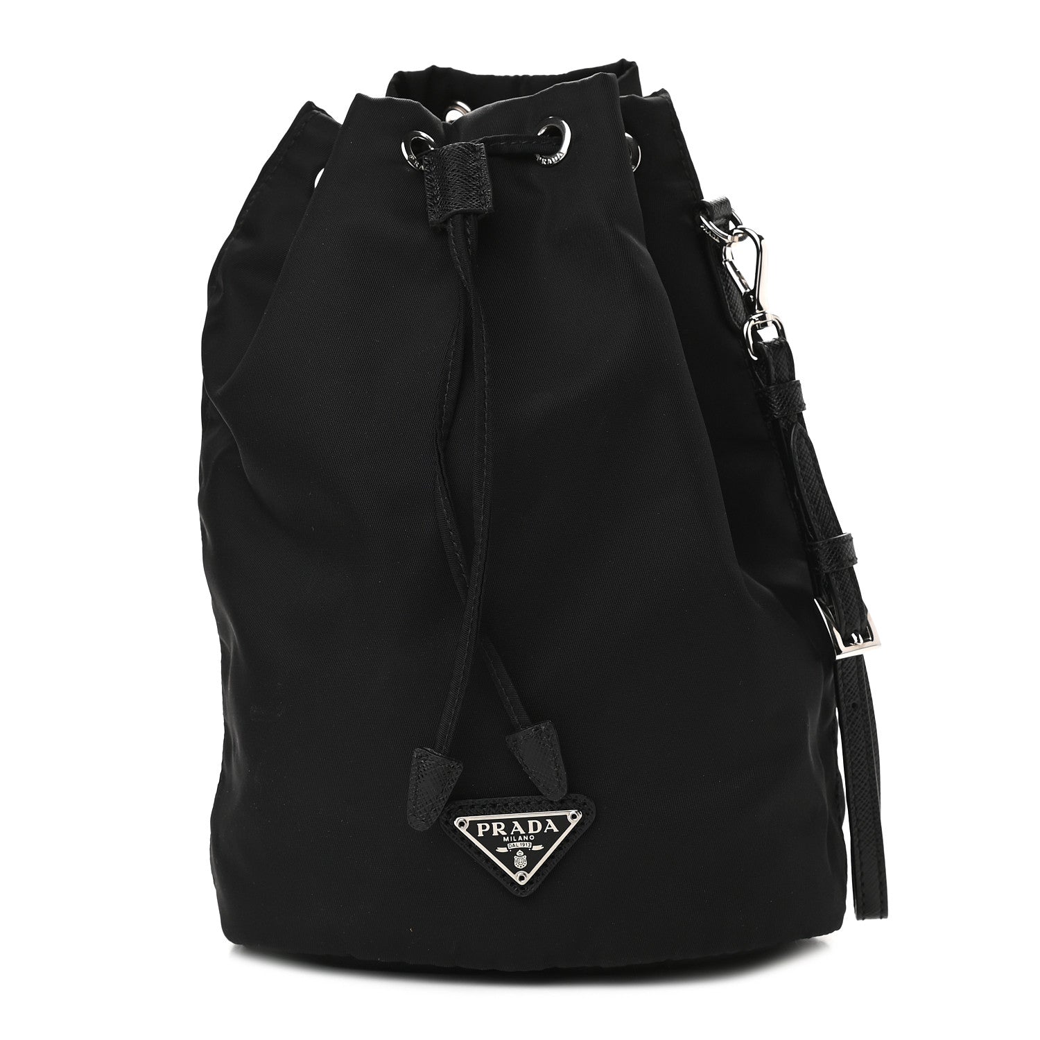 Prada Saffiano Tessuto Nylon Vela Bucket Wristlet Black 1 of 9