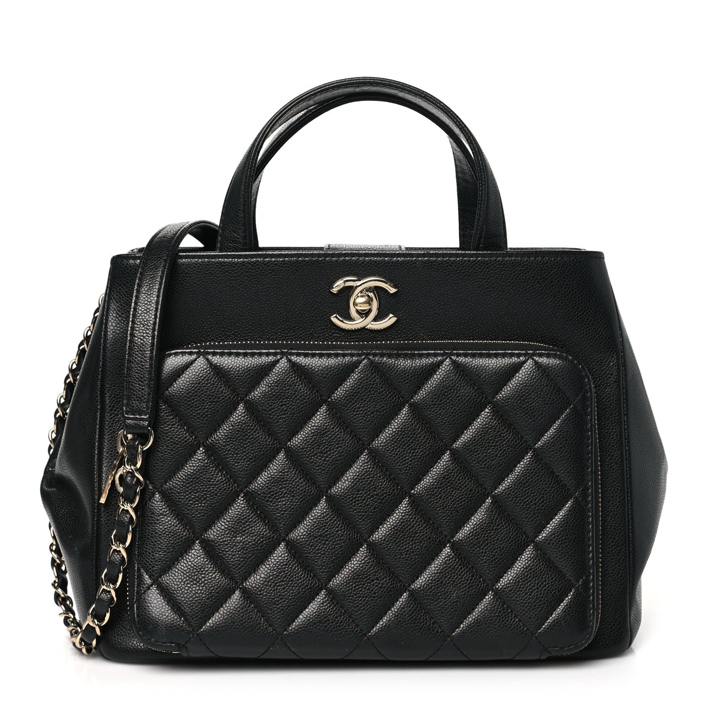 Caviar Quilted Small Business Affinity Shopping Bag Black