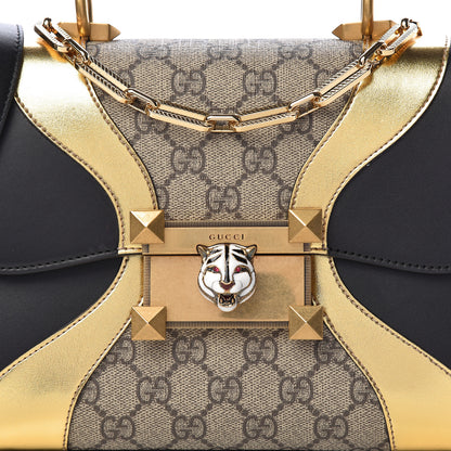Gucci GG Supreme Monogram Small Osiride Top Handle Bag Black Gold 11 of 11