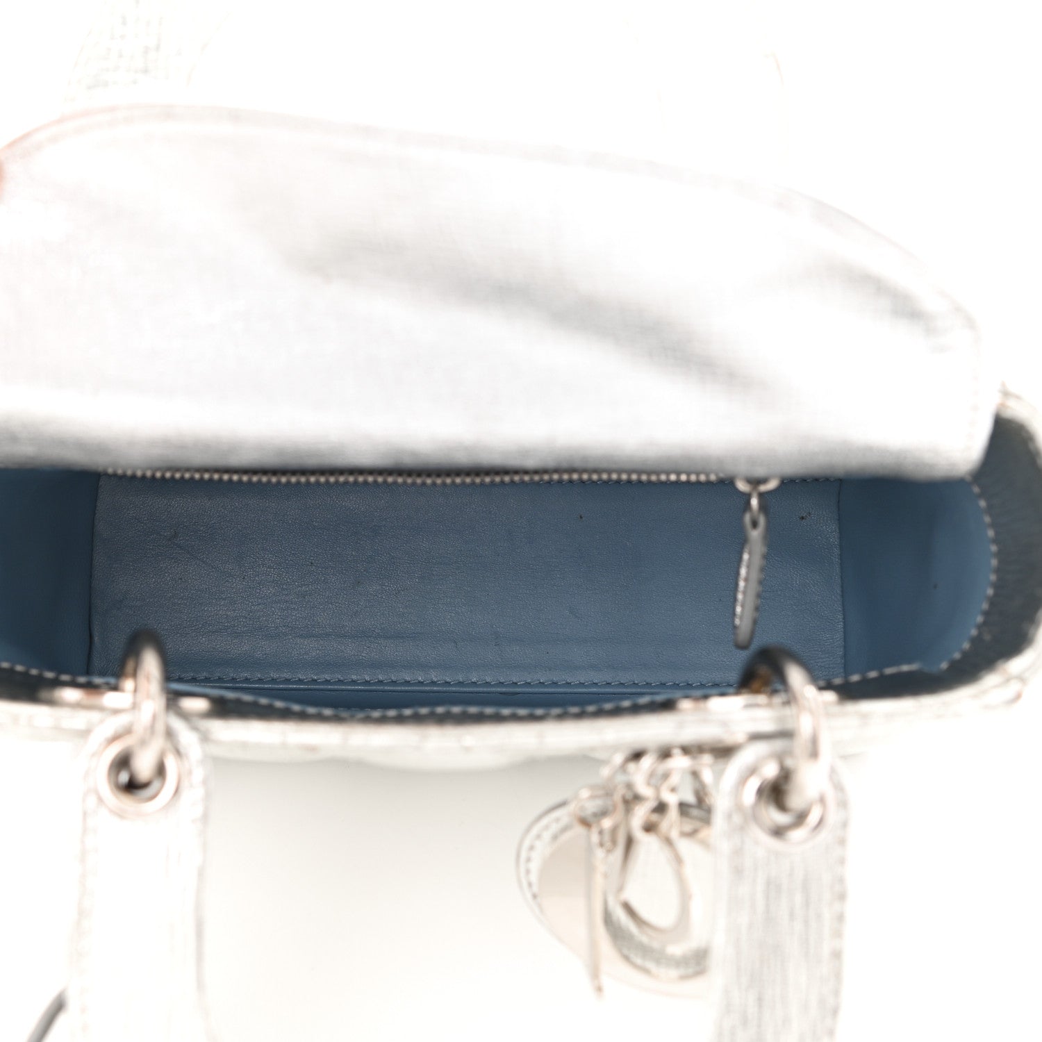 Christian Dior Metallic Grained Calfskin Cannage Small Lucky Badges My Lady Dior Silver 5 of 14