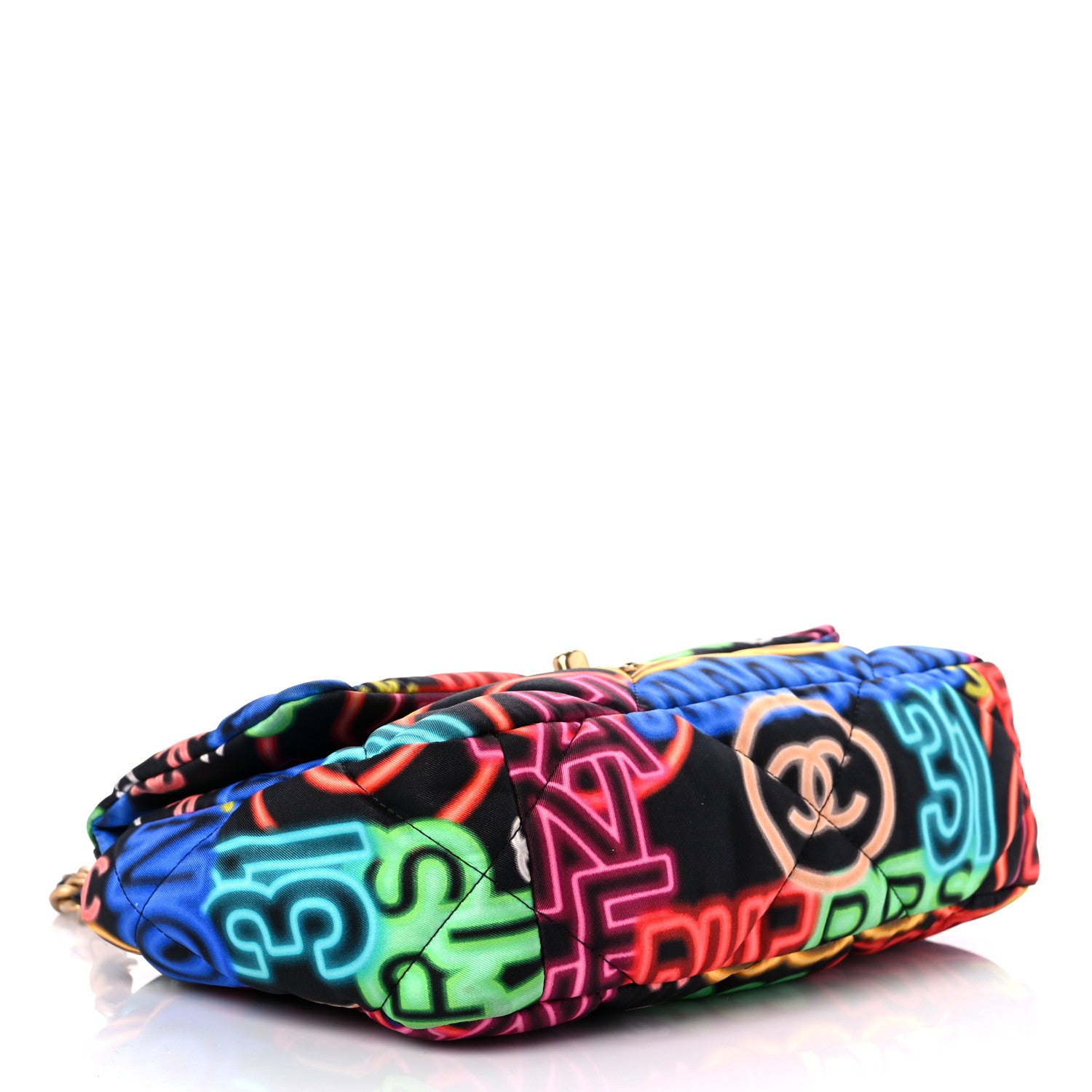 Chanel Fabric Printed Medium Chanel 19 Flap Black Multicolor 4 of 10