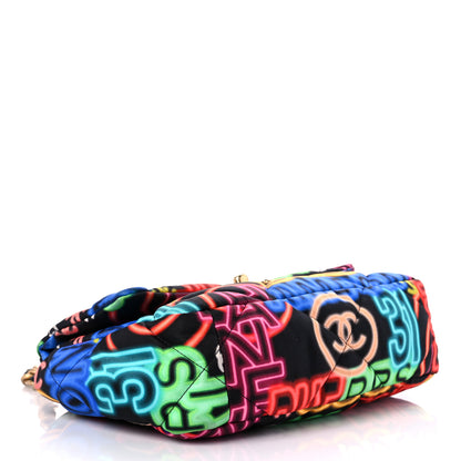 Chanel Fabric Printed Medium Chanel 19 Flap Black Multicolor 4 of 10