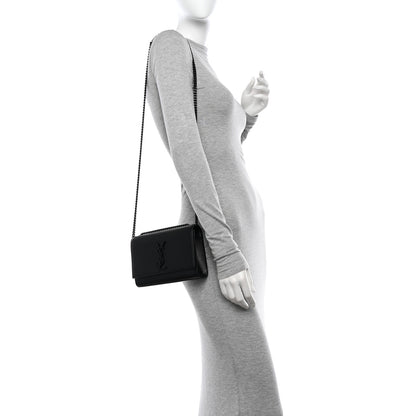 Saint Laurent Grain De Poudre Small Monogram Monochrome Kate Satchel Black 2 of 10