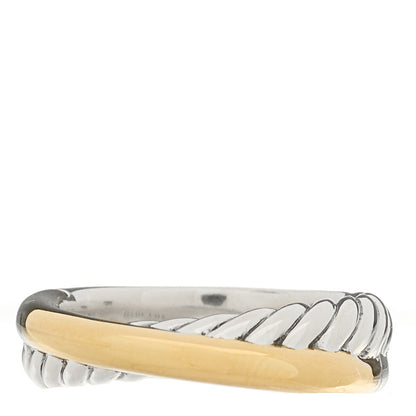David Yurman Sterling Silver 18K Yellow Gold Crossover Two Row Ring 50 5.5 1 of 4