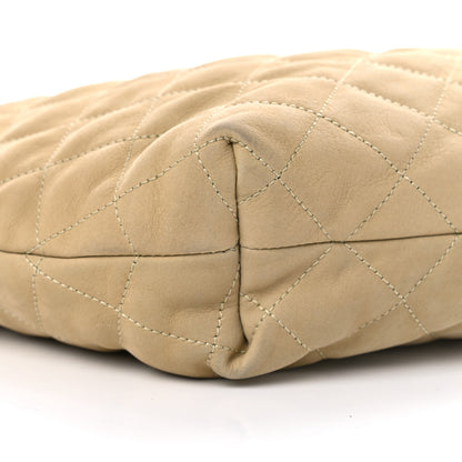 Saint Laurent Nubuck Suede Quilted Maxi Icare Shopping Tote Safari Beige 9 of 13