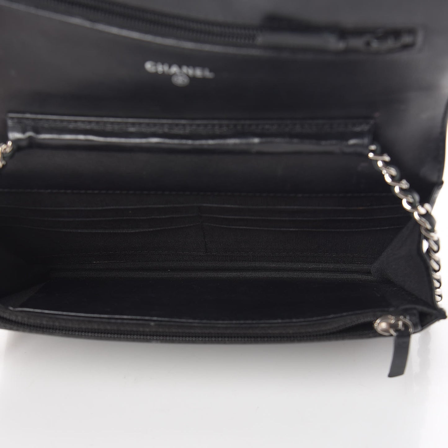 Glazed Calfskin Boy Wallet On Chain WOC Black