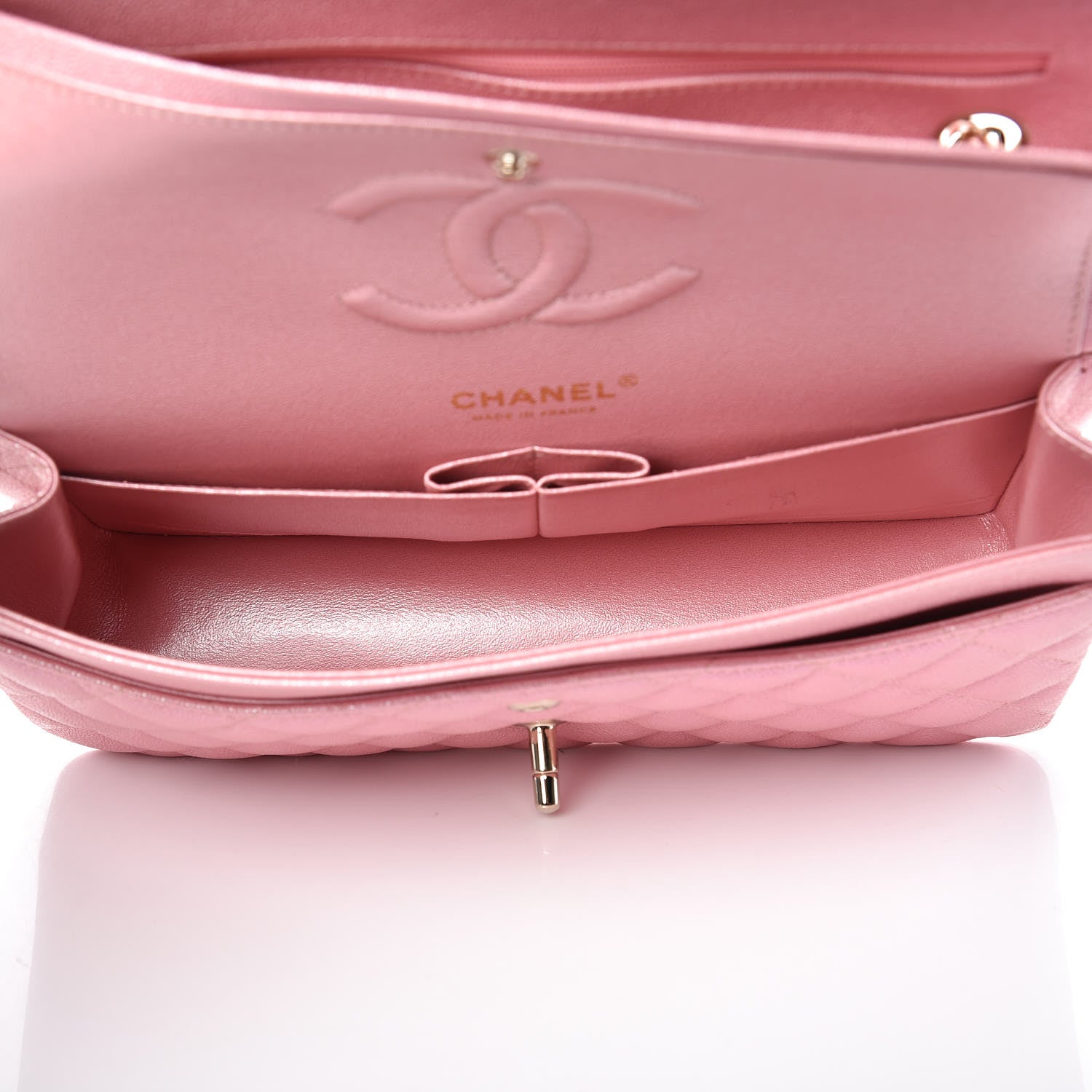 Chanel Iridescent Caviar Quilted Medium Double Flap Rose Pink 5 of 10