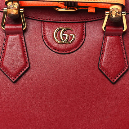 Gucci Wonka Grain Calfskin Small Diana Tote Bag Dark Red Orange Fluo 8 of 10