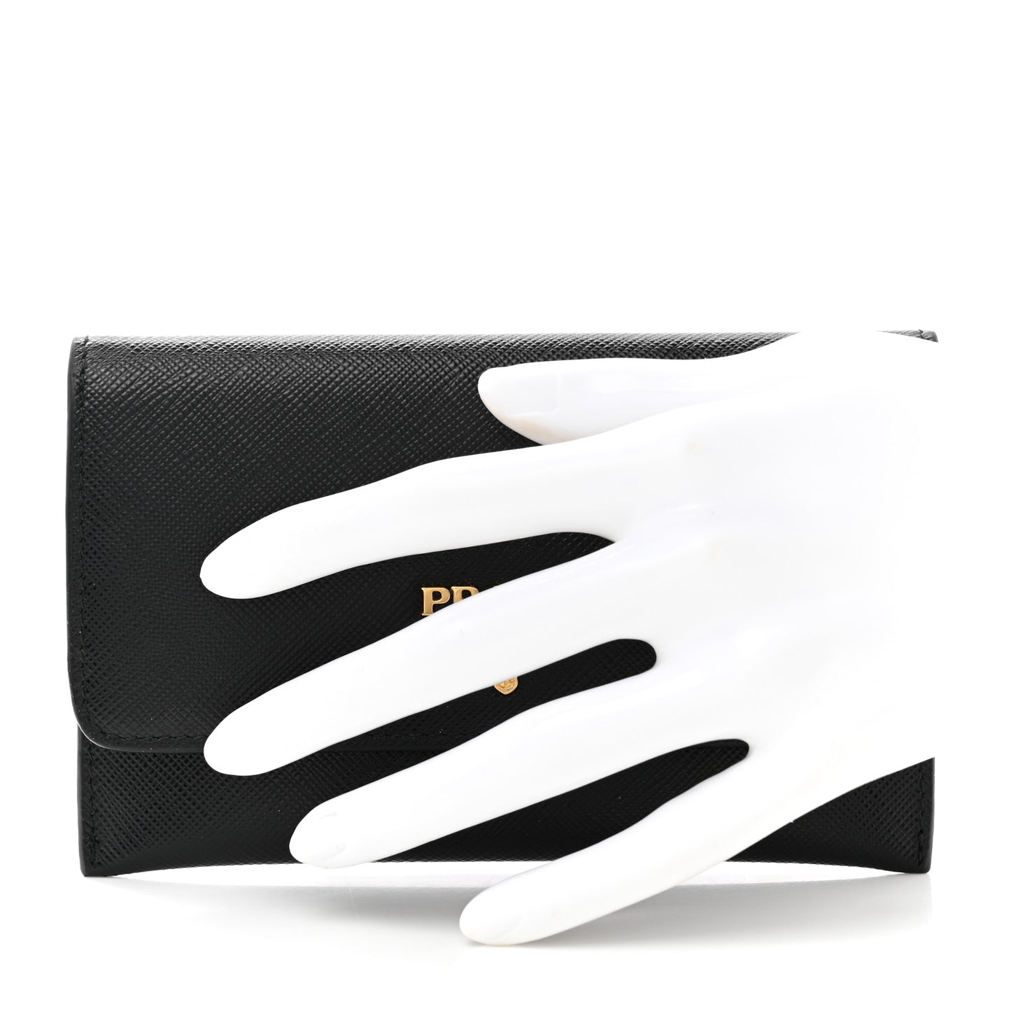 Saffiano Metal Flap Wallet Black