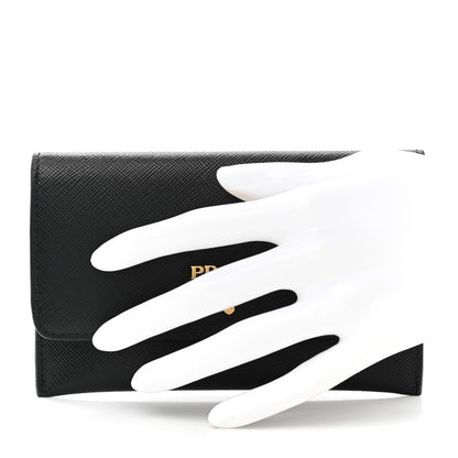 Prada Saffiano Metal Flap Wallet Black 3 of 9
