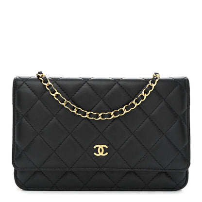 Chanel Lambskin Quilted Wallet On Chain WOC Black 1 of 13