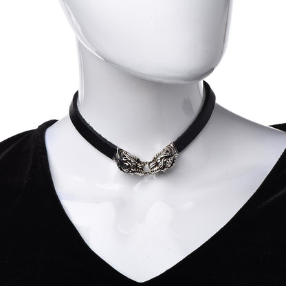 Gucci Sterling Silver Calfskin Tigers Head Choker 2 of 9