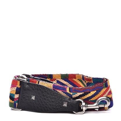 Valentino Garavani Canvas Geometric Embroidered Rockstud Guitar Strap Multicolor 1 of 2