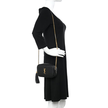 Saint Laurent Grain De Poudre Matelasse Monogram Mini Lou Camera Bag Black 2 of 11