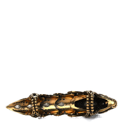 Gucci Metal Crystal Snake Finger Ring Aged Gold 4 of 5