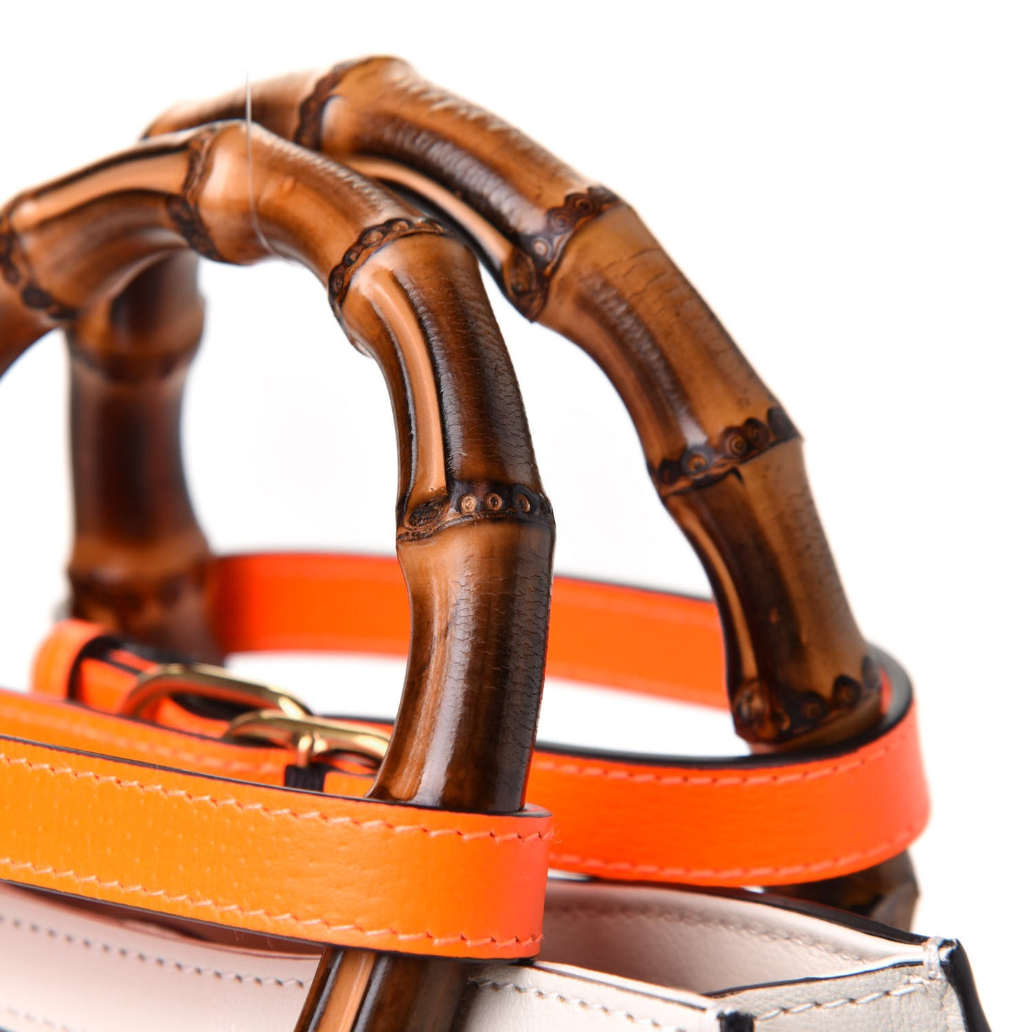 Wonka Grain Calfskin Mini Diana Tote Bag Mystic White Orange Fluo