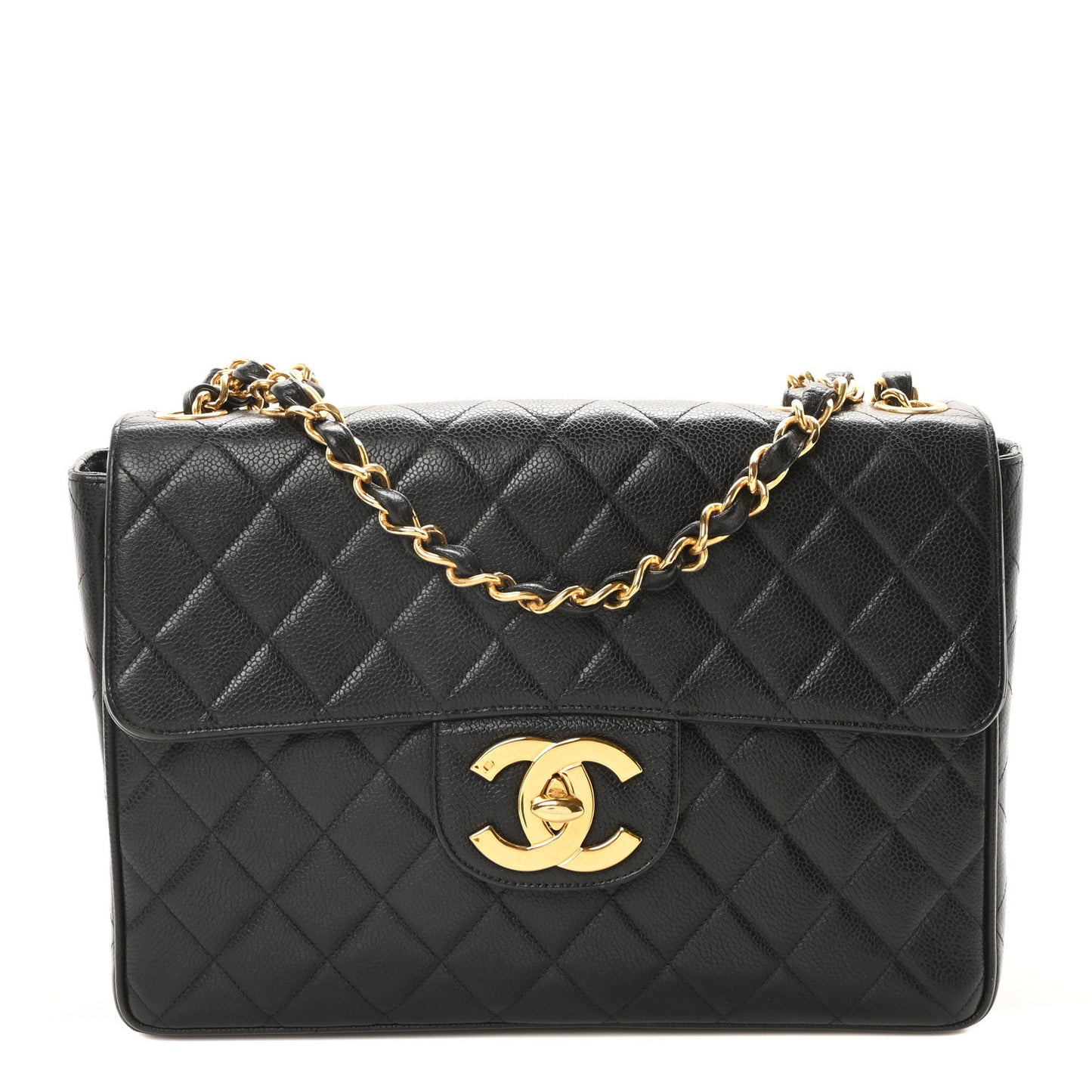 Caviar Quilted XL Jumbo Single Flap Black