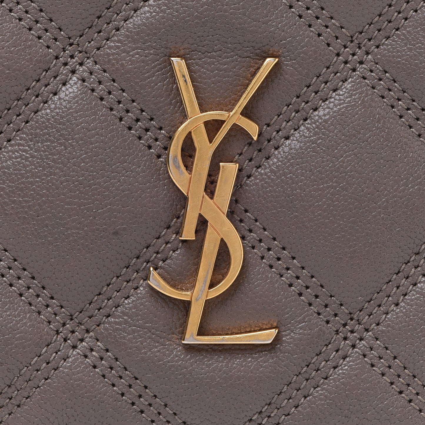Grained Lambskin Quilted Mini Becky Double Zip Bag Taupe