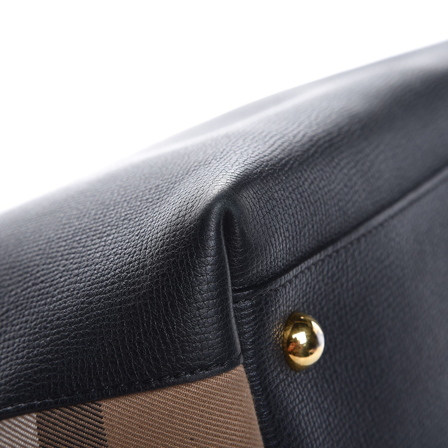 Burberry Derby Calfskin House Check Medium Welburn Tote Black 10 of 15