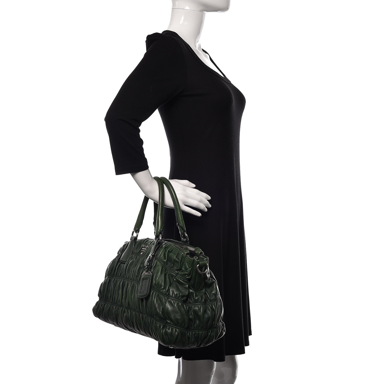 Prada Nappa Gaufre Double Zip Tote Green 2 of 22