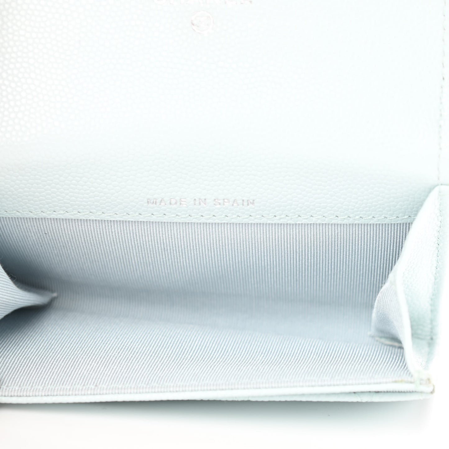 Caviar Quilted Flap Card Holder Wallet Light Blue