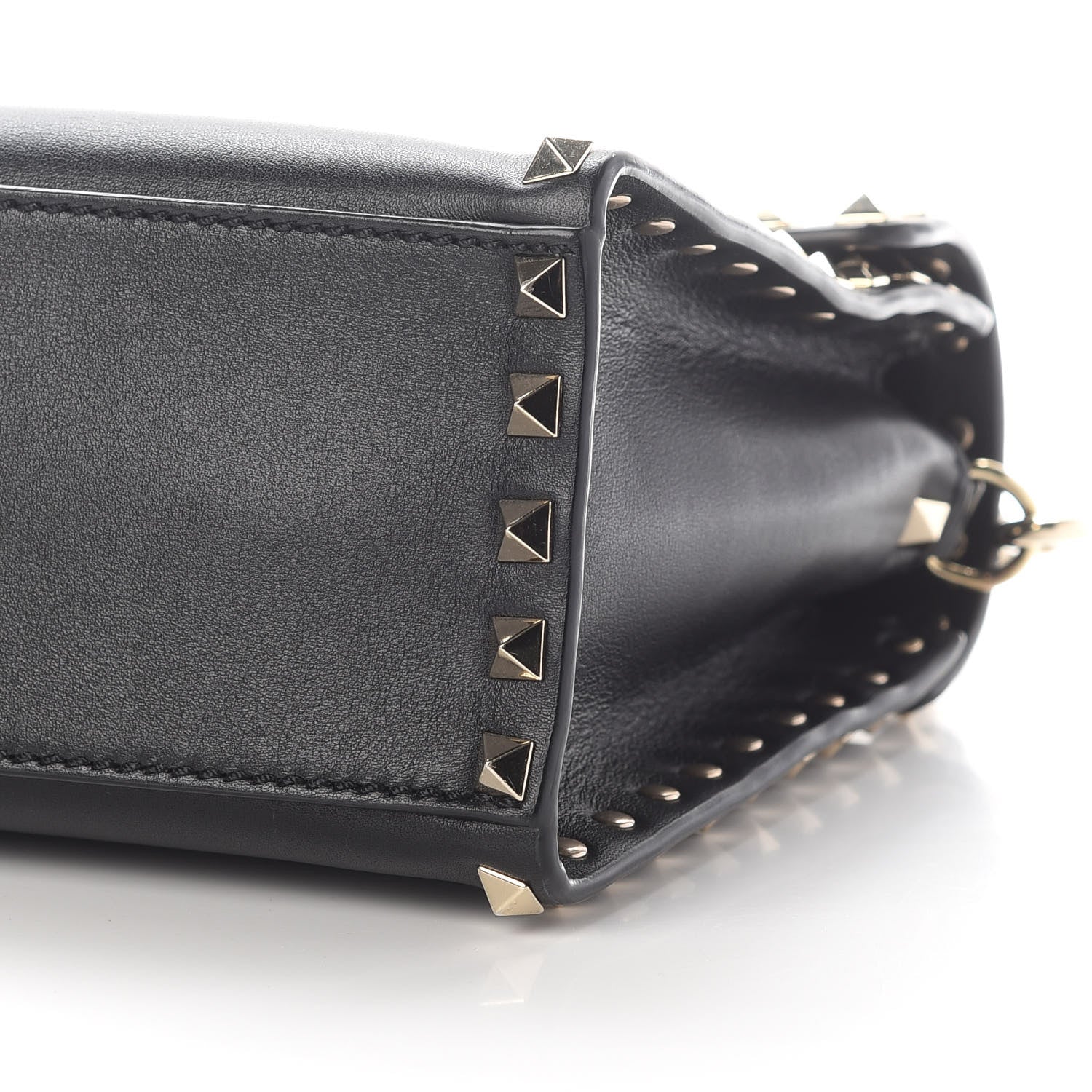 Valentino Garavani Vitello Small Rockstud Single Handle Flap Bag Black 7 of 7