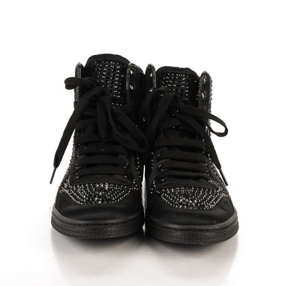 Gucci Satin Studded High Top Sneakers 38 Black 2 of 7