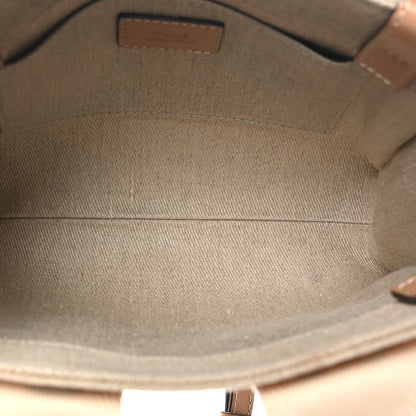 Chloe Linen Calfskin Small Woody Ribbon Tote With Strap White Light Brown 5 of 10
