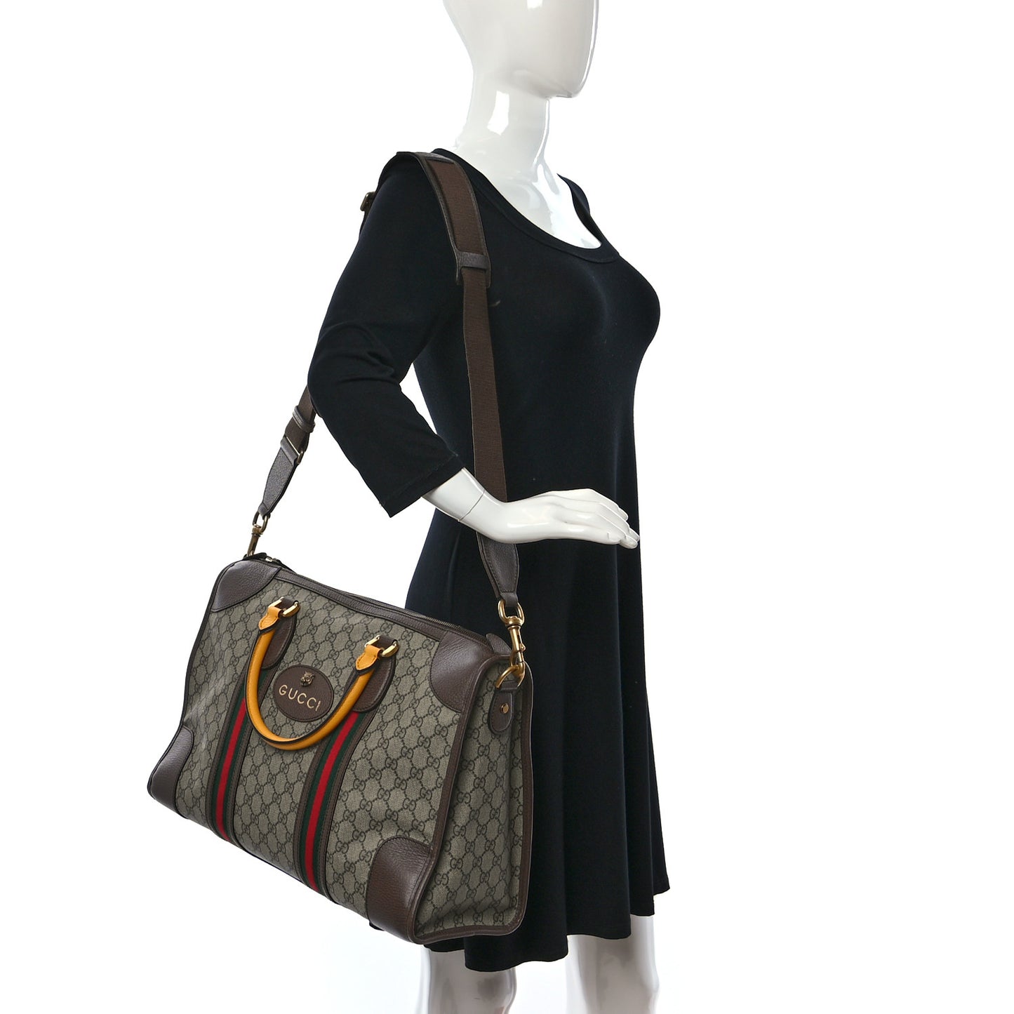 Soft GG Supreme Monogram Web Neo Vintage Duffle Bag Beige New Acero Crop