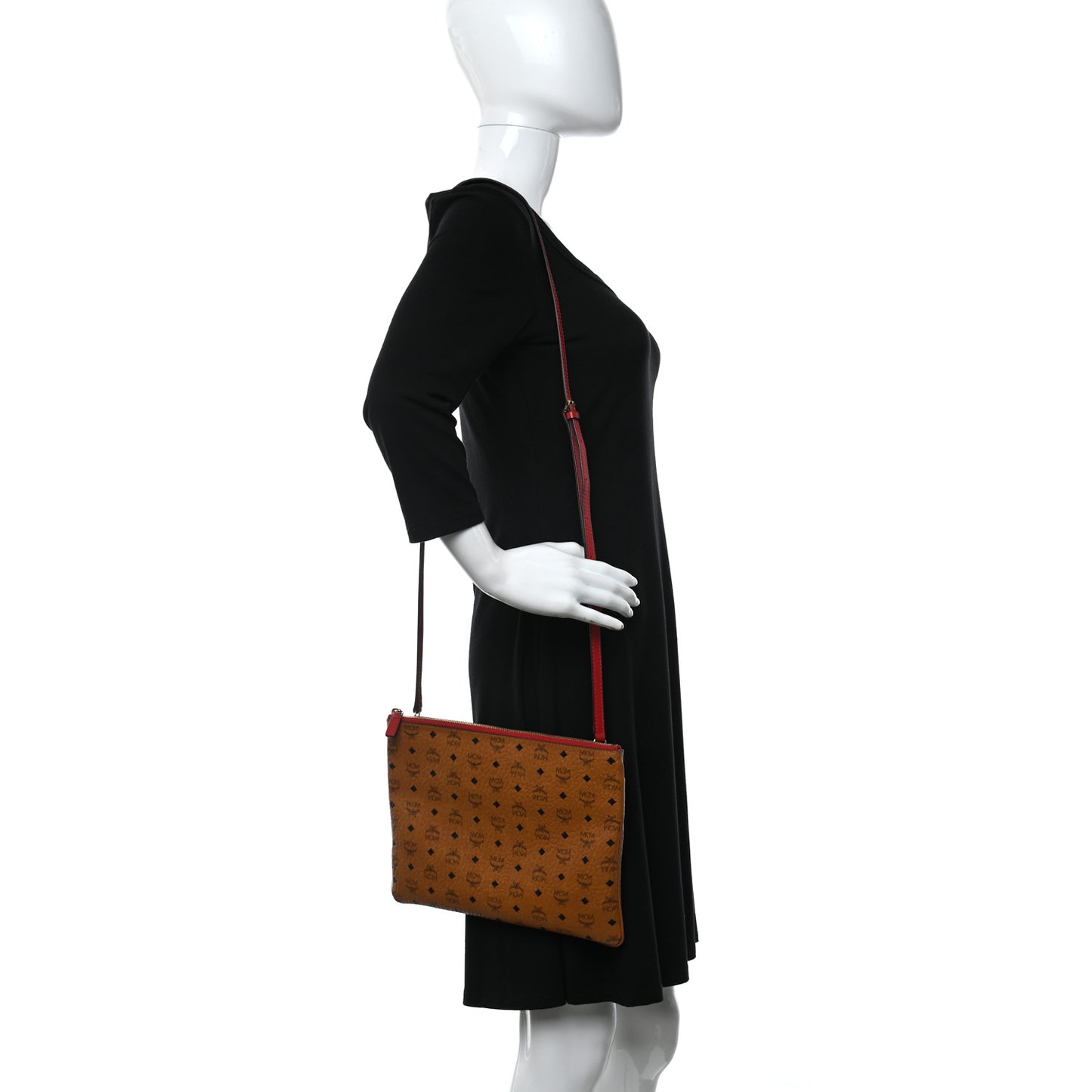 Visetos Medium Crossbody Pouch Cognac Red