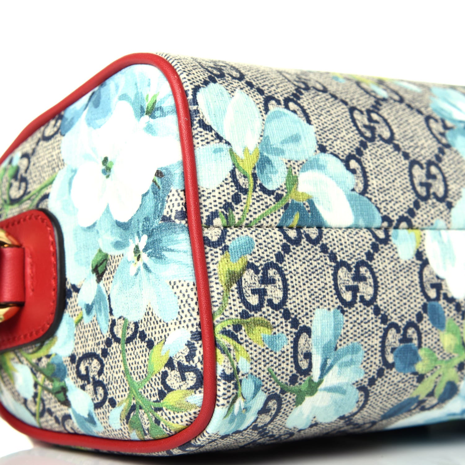 Gucci GG Supreme Monogram Blooms Mini Boston Navy Blue Hibiscus 8 of 9